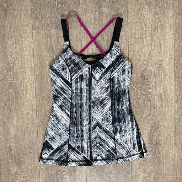 Lululemon Hot To Street Tank Top Heat Wave White Black Black Regal Plum Size 4 - Picture 4 of 10